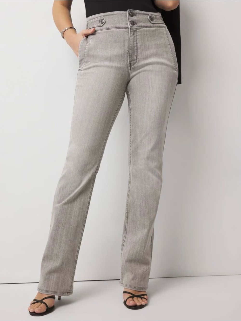 NWT White House Black Market Extra High-Rise Bootcut Jeans Gray Size 6R NEW!